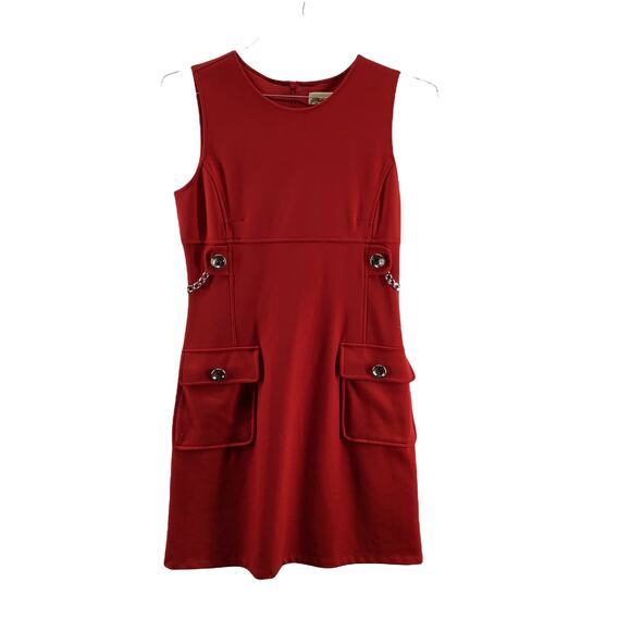 Michael Michael Kors Red Sleeveless Chain Detail Mini Dress Women's Size 4 - Picture 1 of 11
